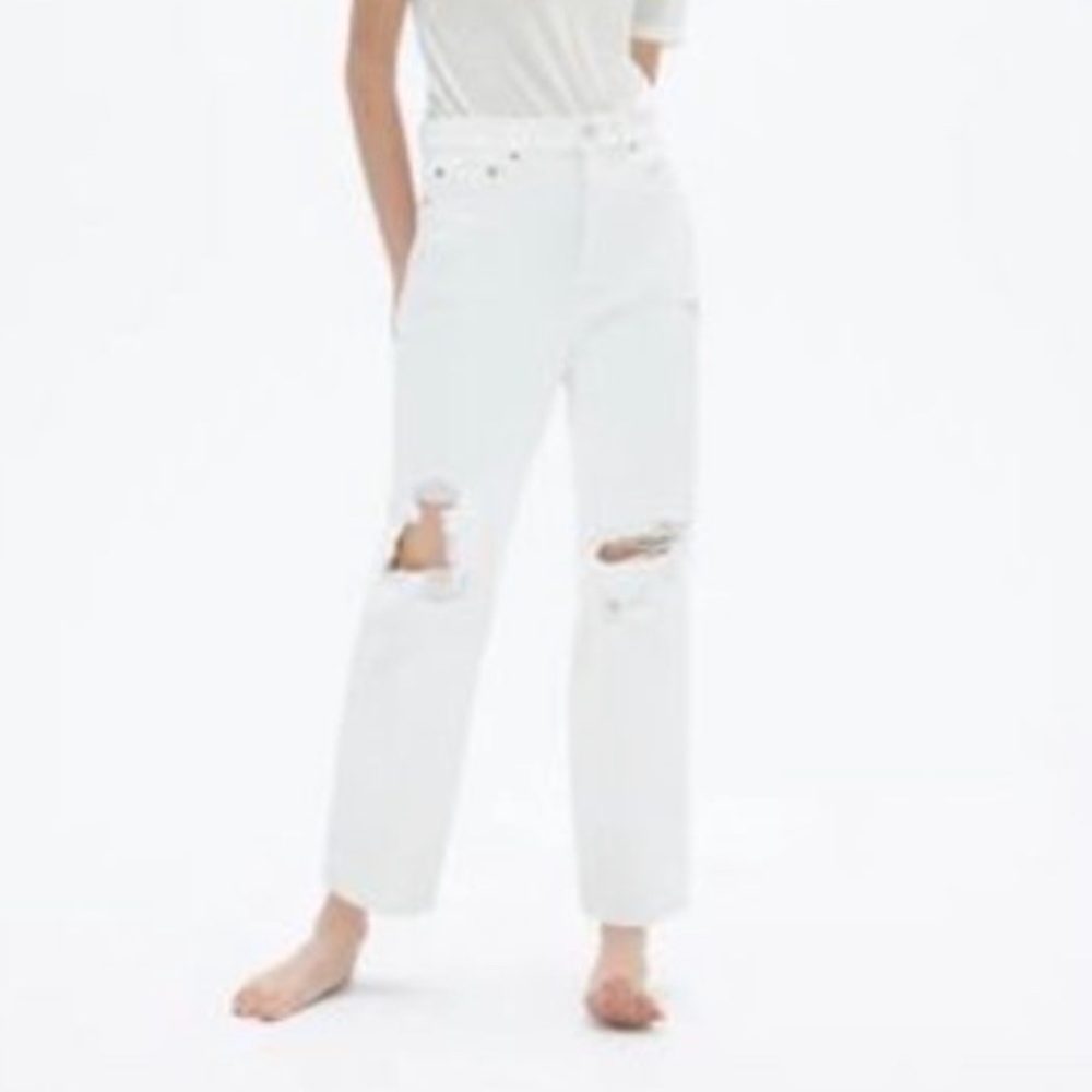 ZARA White Ripped Jeans
